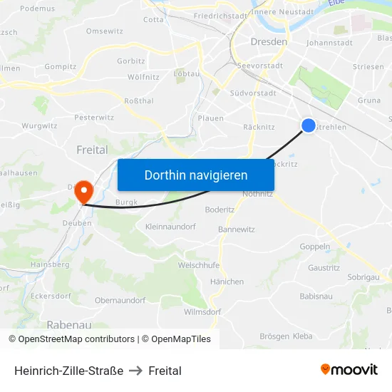Heinrich-Zille-Straße to Freital map
