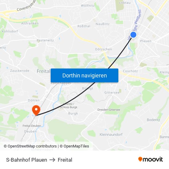 S-Bahnhof Plauen to Freital map