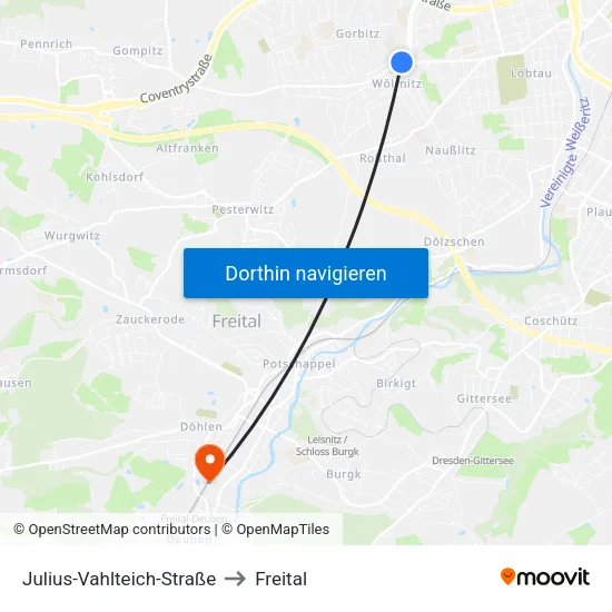 Julius-Vahlteich-Straße to Freital map