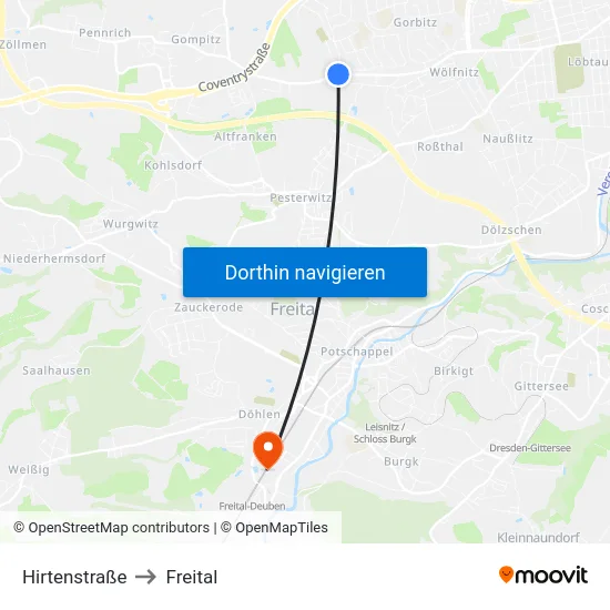 Hirtenstraße to Freital map