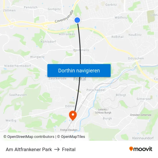 Am Altfrankener Park to Freital map