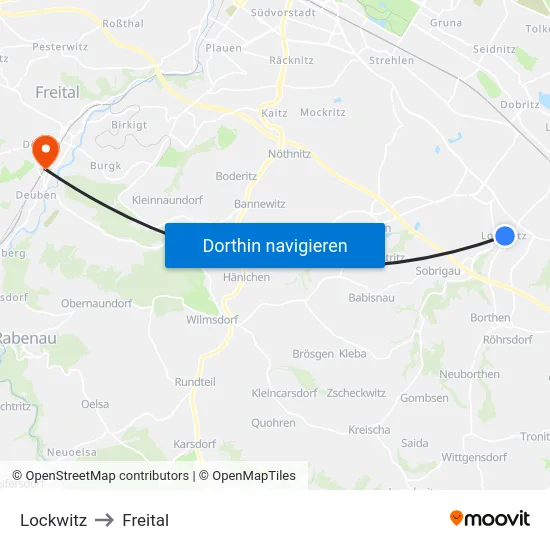Lockwitz to Freital map