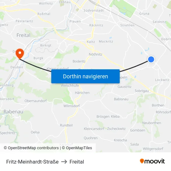 Fritz-Meinhardt-Straße to Freital map