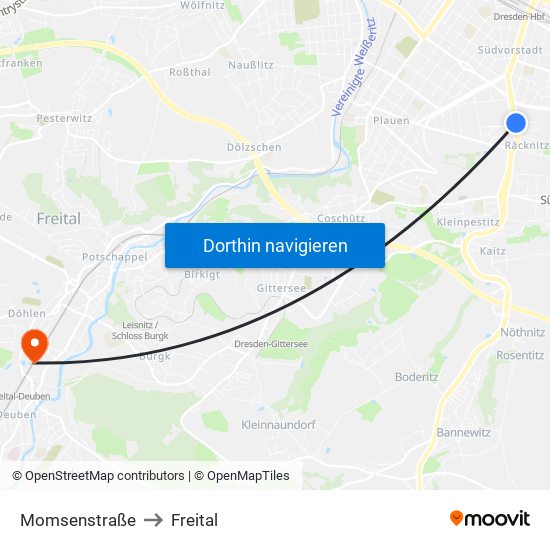 Momsenstraße to Freital map