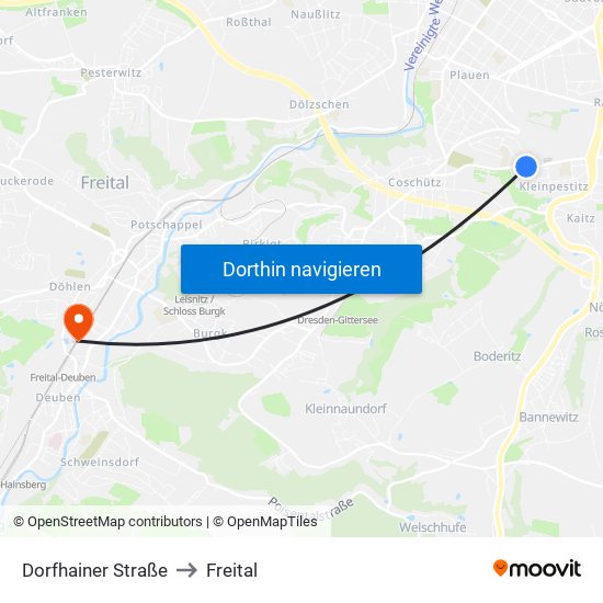 Dorfhainer Straße to Freital map