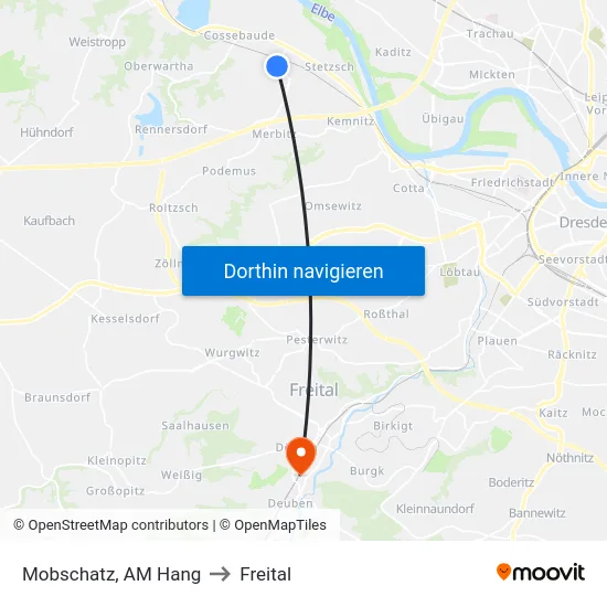 Mobschatz, AM Hang to Freital map
