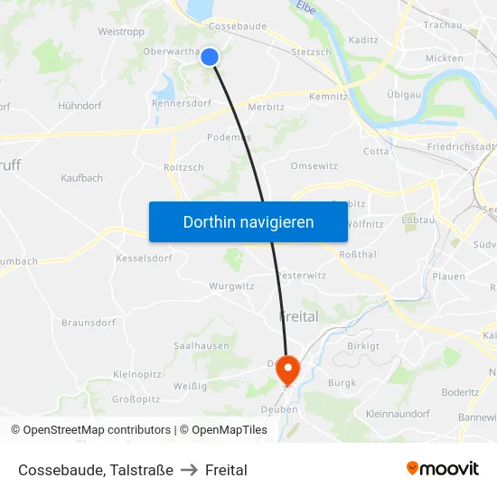 Cossebaude, Talstraße to Freital map