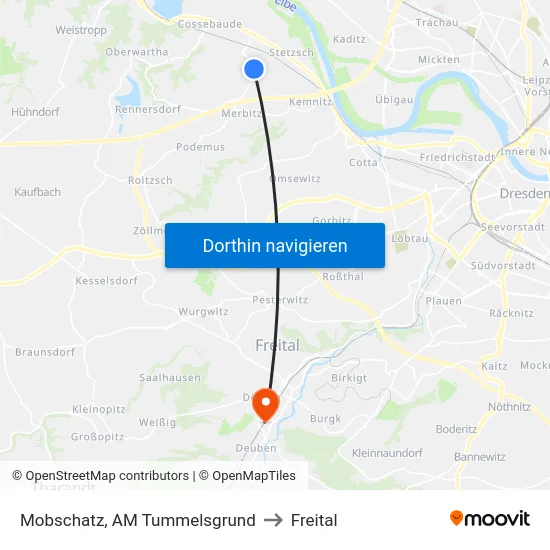 Mobschatz, AM Tummelsgrund to Freital map
