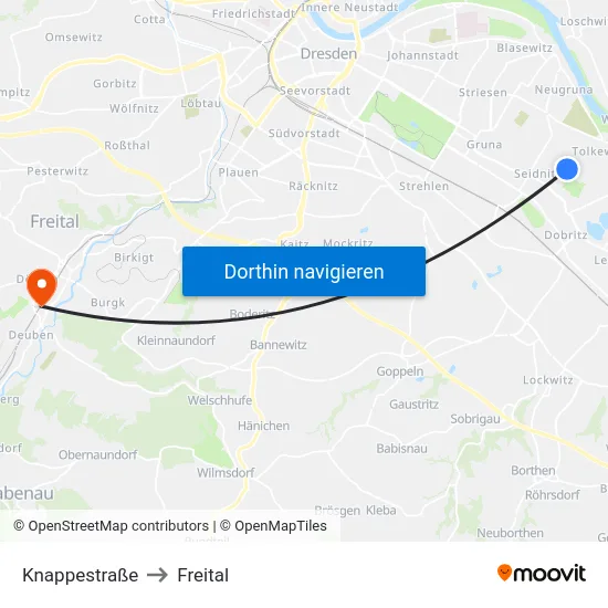 Knappestraße to Freital map