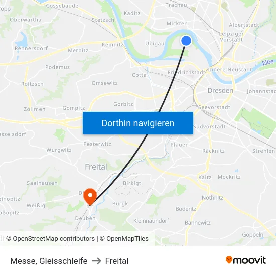 Messe, Gleisschleife to Freital map