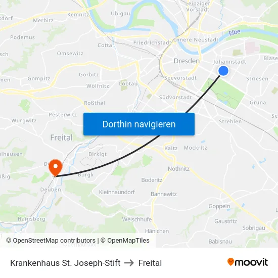 Krankenhaus St. Joseph-Stift to Freital map