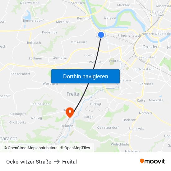 Ockerwitzer Straße to Freital map