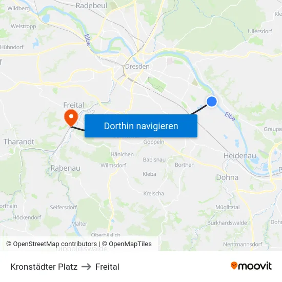 Kronstädter Platz to Freital map