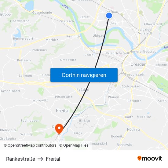 Rankestraße to Freital map