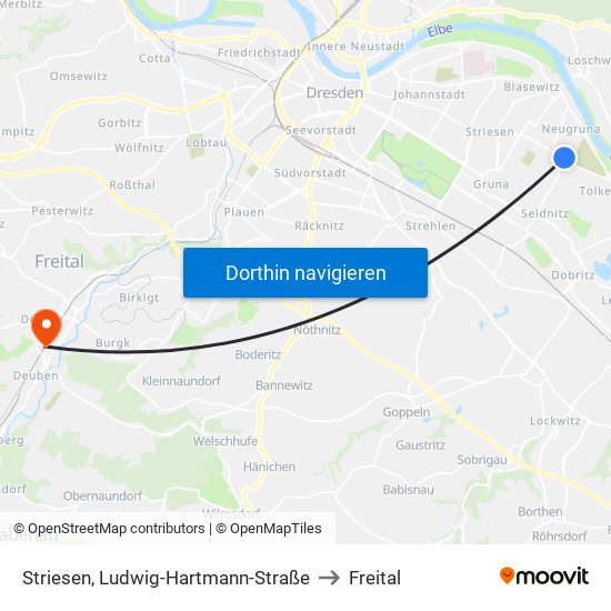 Striesen, Ludwig-Hartmann-Straße to Freital map