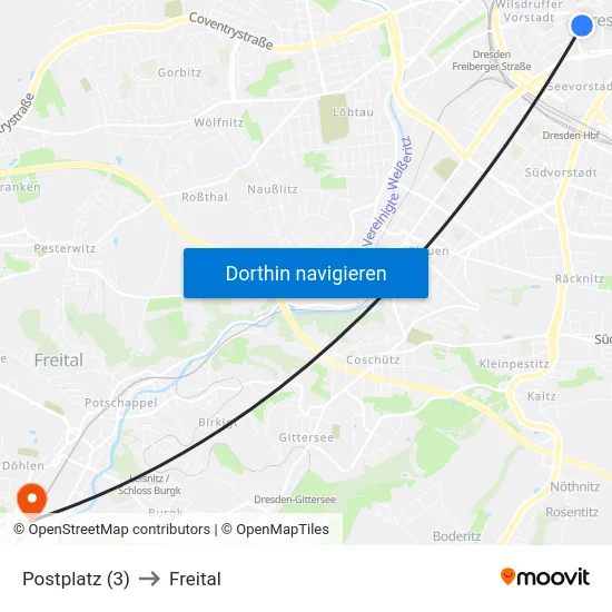 Postplatz (3) to Freital map