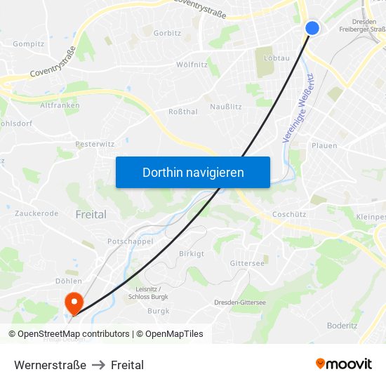 Wernerstraße to Freital map