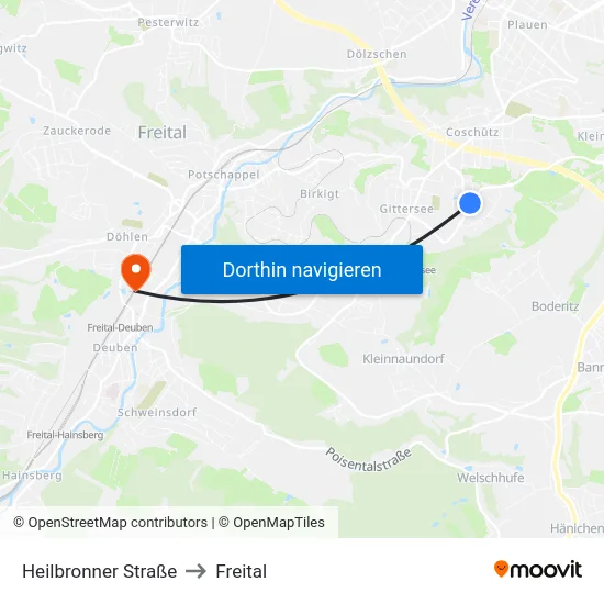 Heilbronner Straße to Freital map
