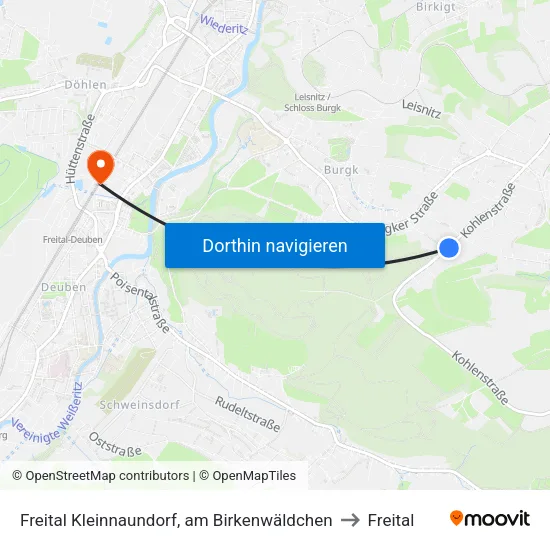 Freital Kleinnaundorf, am Birkenwäldchen to Freital map