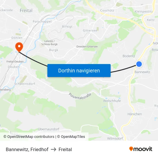 Bannewitz, Friedhof to Freital map