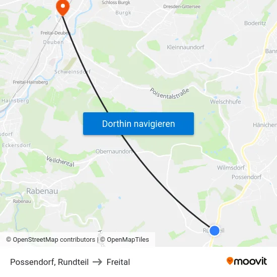 Possendorf, Rundteil to Freital map