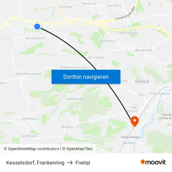 Kesselsdorf, Frankenring to Freital map
