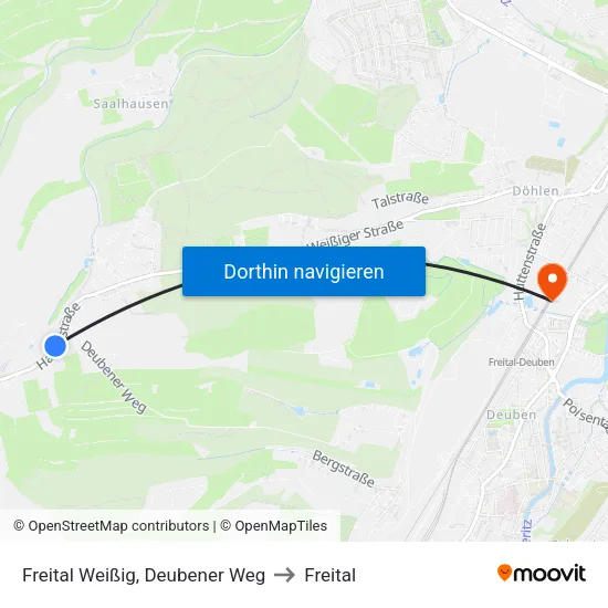 Freital Weißig, Deubener Weg to Freital map
