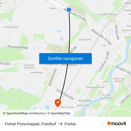 Freital Potschappel, Friedhof to Freital map