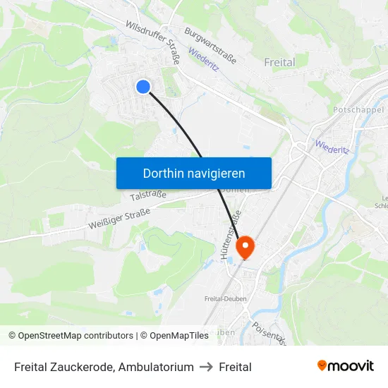 Freital Zauckerode, Ambulatorium to Freital map
