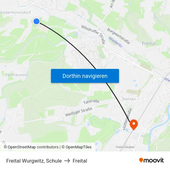 Freital Wurgwitz, Schule to Freital map