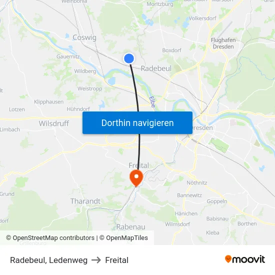 Radebeul, Ledenweg to Freital map
