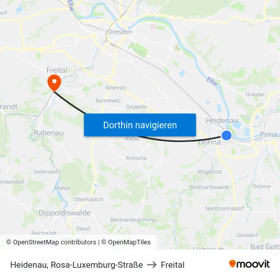 Heidenau, Rosa-Luxemburg-Straße to Freital map