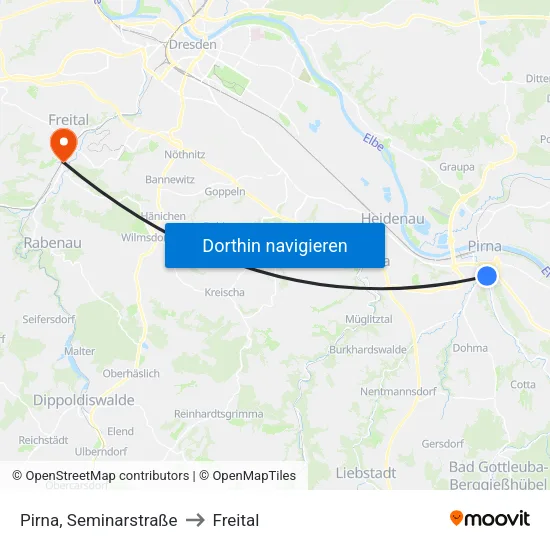 Pirna, Seminarstraße to Freital map
