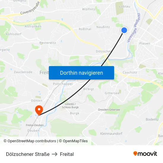 Dölzschener Straße to Freital map