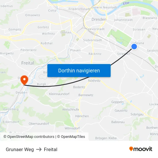 Grunaer Weg to Freital map