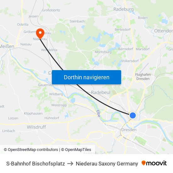 S-Bahnhof Bischofsplatz to Niederau Saxony Germany map