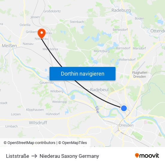 Liststraße to Niederau Saxony Germany map
