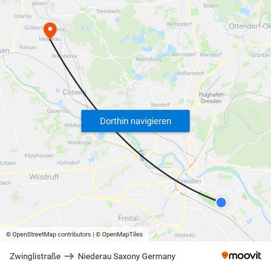 Zwinglistraße to Niederau Saxony Germany map