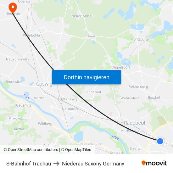 S-Bahnhof Trachau to Niederau Saxony Germany map