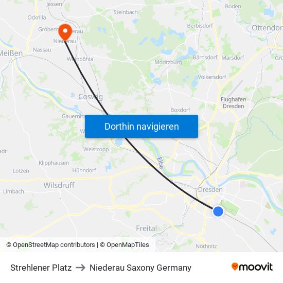 Strehlener Platz to Niederau Saxony Germany map