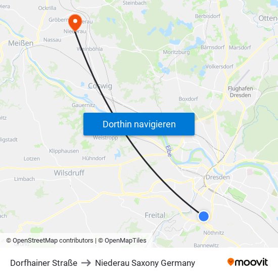 Dorfhainer Straße to Niederau Saxony Germany map