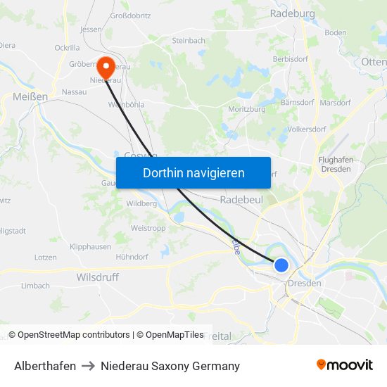Alberthafen to Niederau Saxony Germany map