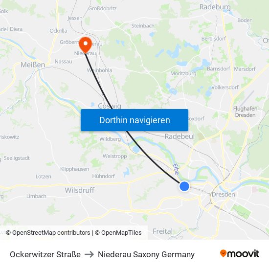 Ockerwitzer Straße to Niederau Saxony Germany map