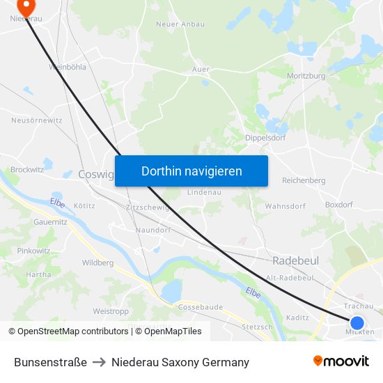 Bunsenstraße to Niederau Saxony Germany map