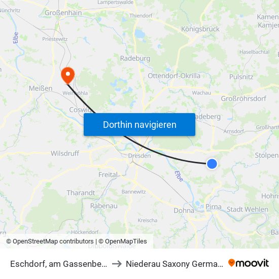 Eschdorf, am Gassenberg to Niederau Saxony Germany map