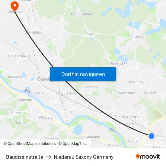 Baudissinstraße to Niederau Saxony Germany map