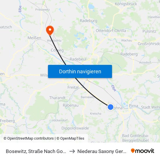 Bosewitz, Straße Nach Gorknitz to Niederau Saxony Germany map