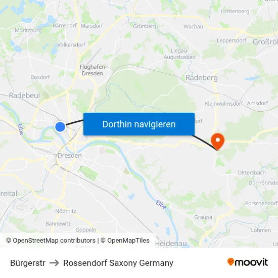 Bürgerstr to Rossendorf Saxony Germany map