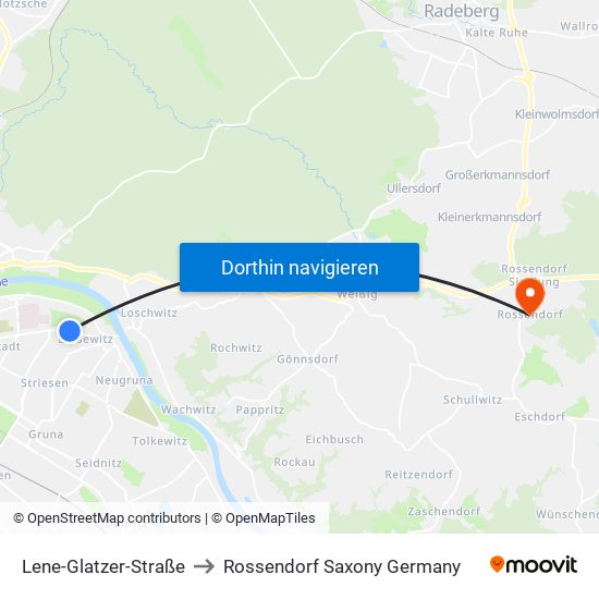 Lene-Glatzer-Straße to Rossendorf Saxony Germany map