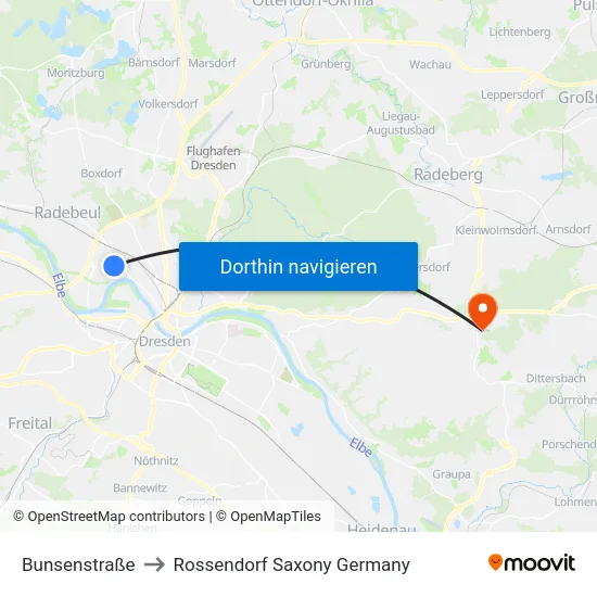 Bunsenstraße to Rossendorf Saxony Germany map